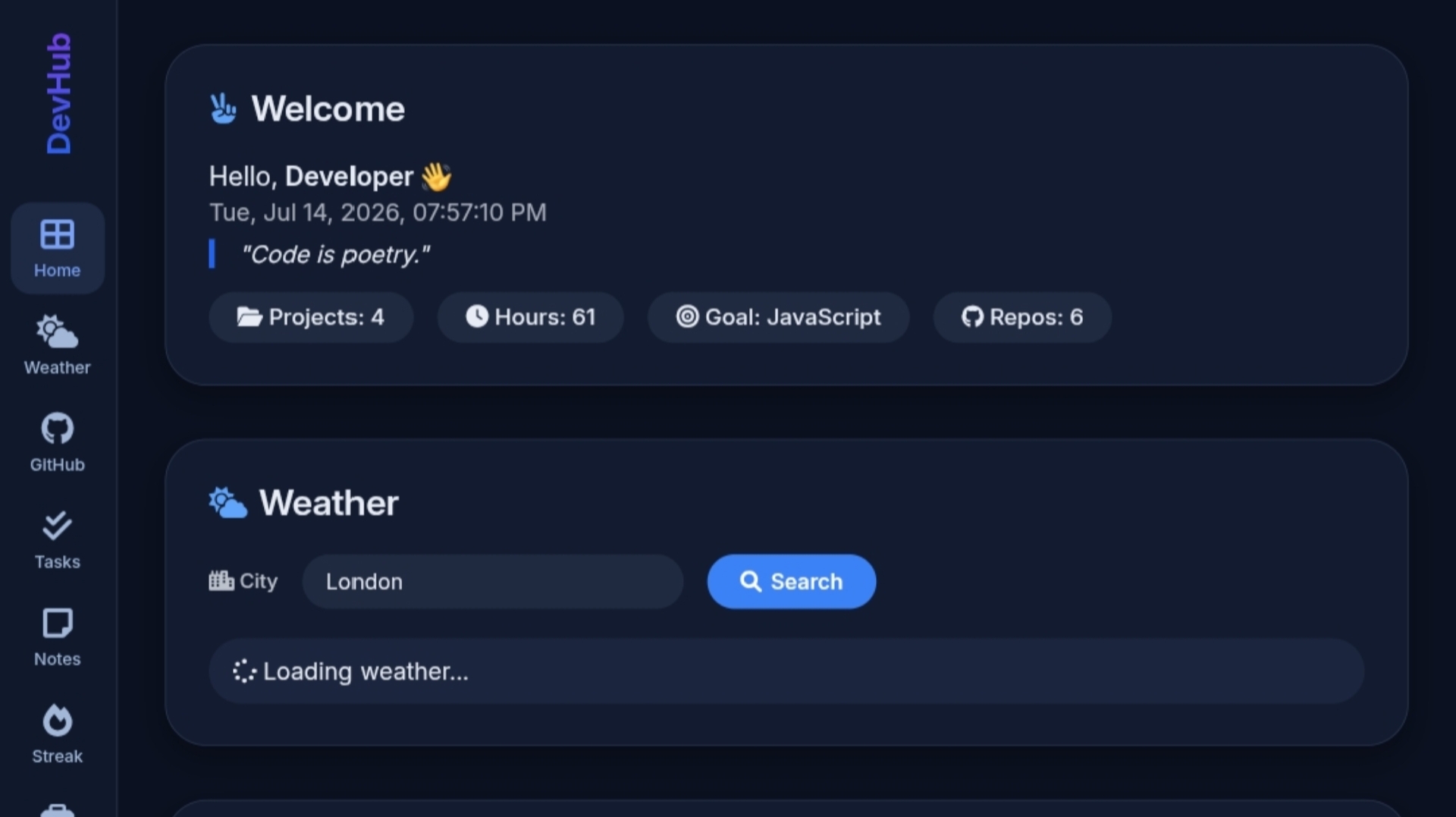 Devhub Dashboard
